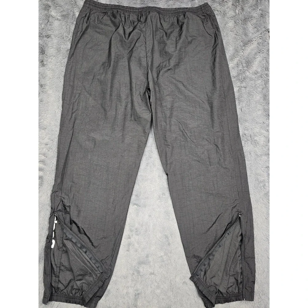 Reebok Vintage Mens XXL Black Nylon Windbreaker Track Pants Logo Zipper Ankle